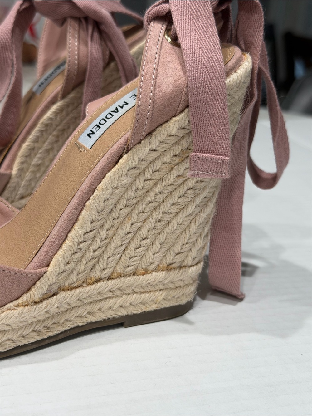 Steve Madden Blush Barre Espadrille Ankle Tie Wedge Sandals - Picture 4 of 8